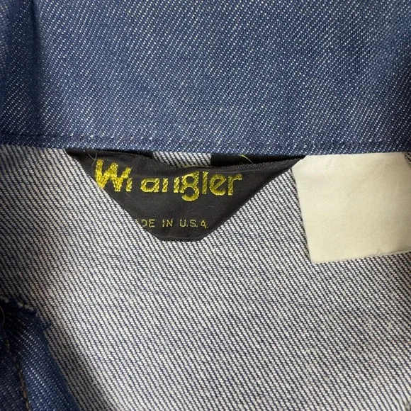 Vintage Wrangler 70s Western Denim Shirt Men's M Blue Pearl Snap USA Made - Picture 5 of 6